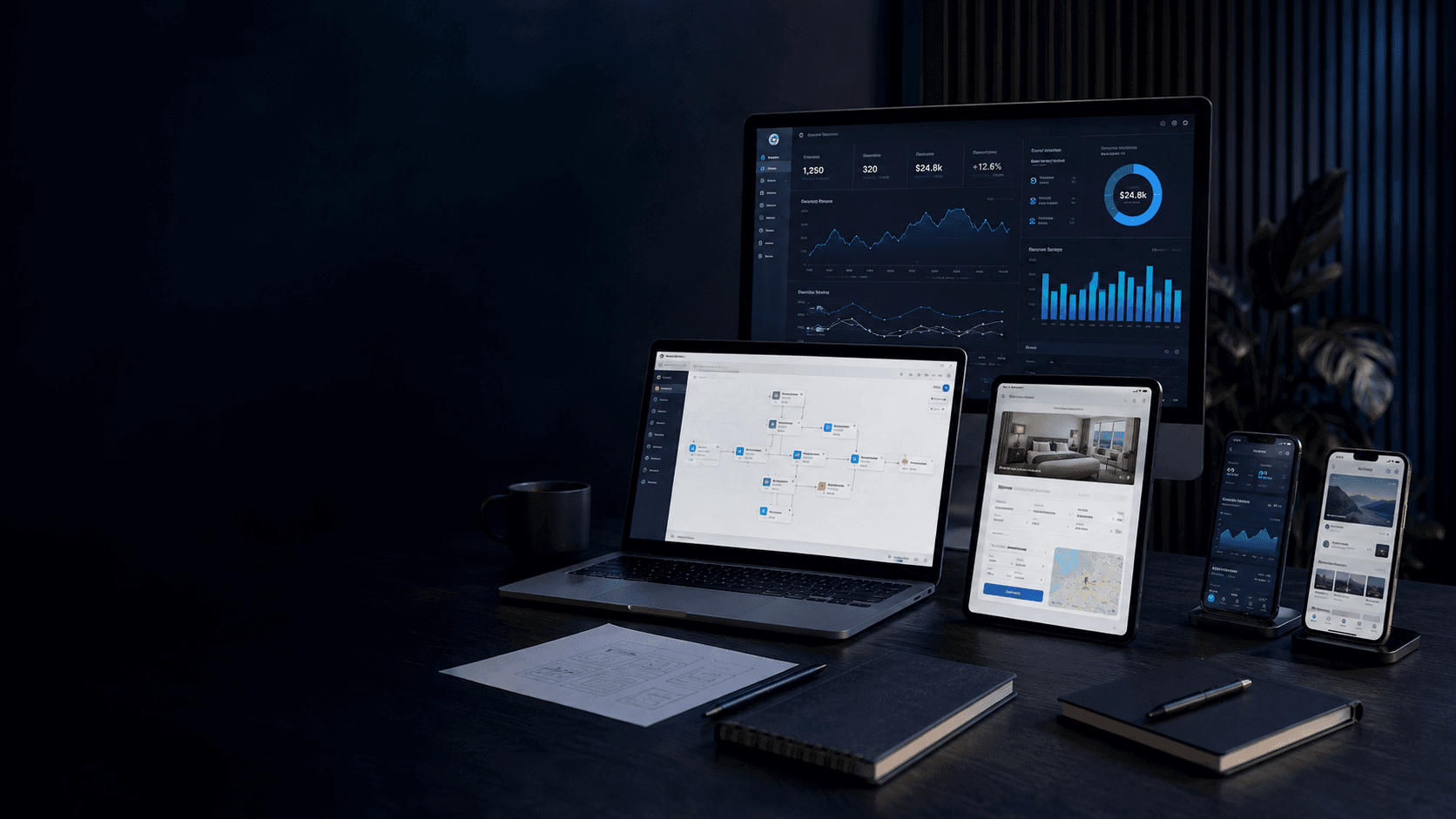 หน้าจอแอปพลิเคชันและระบบจัดการอุปกรณ์จริงที่ KANISOFT พัฒนา