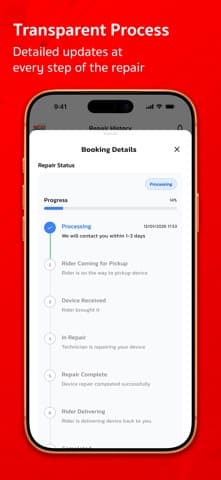 Repair status and service timeline
